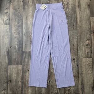 Puma Wide Leg Straight Ribbed Active Pants Women’s Size XS Pale Plum